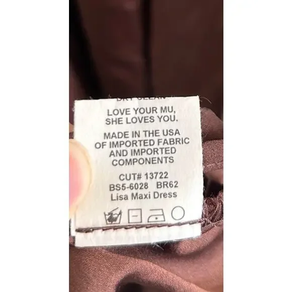 Show Me Your Mumu Lisa Maxi Dress in Chocolate Luxe Satin M - Picture 7 of 8